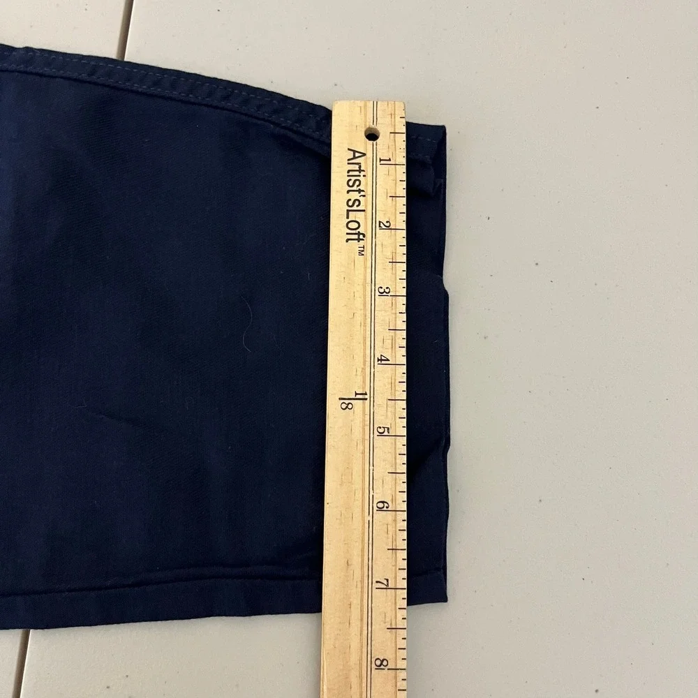 Banana Republic Women Navy Blue Tapered Crop Pant Elastic Waist Lyocell Linen M